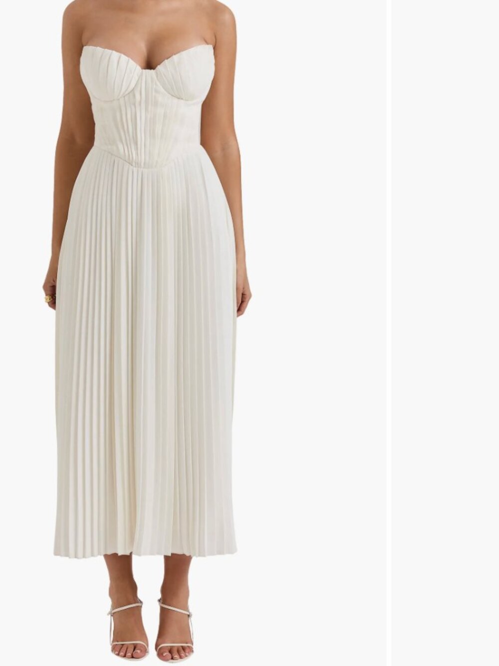House of CB Strapless Pleated Ivory Bustier Dress